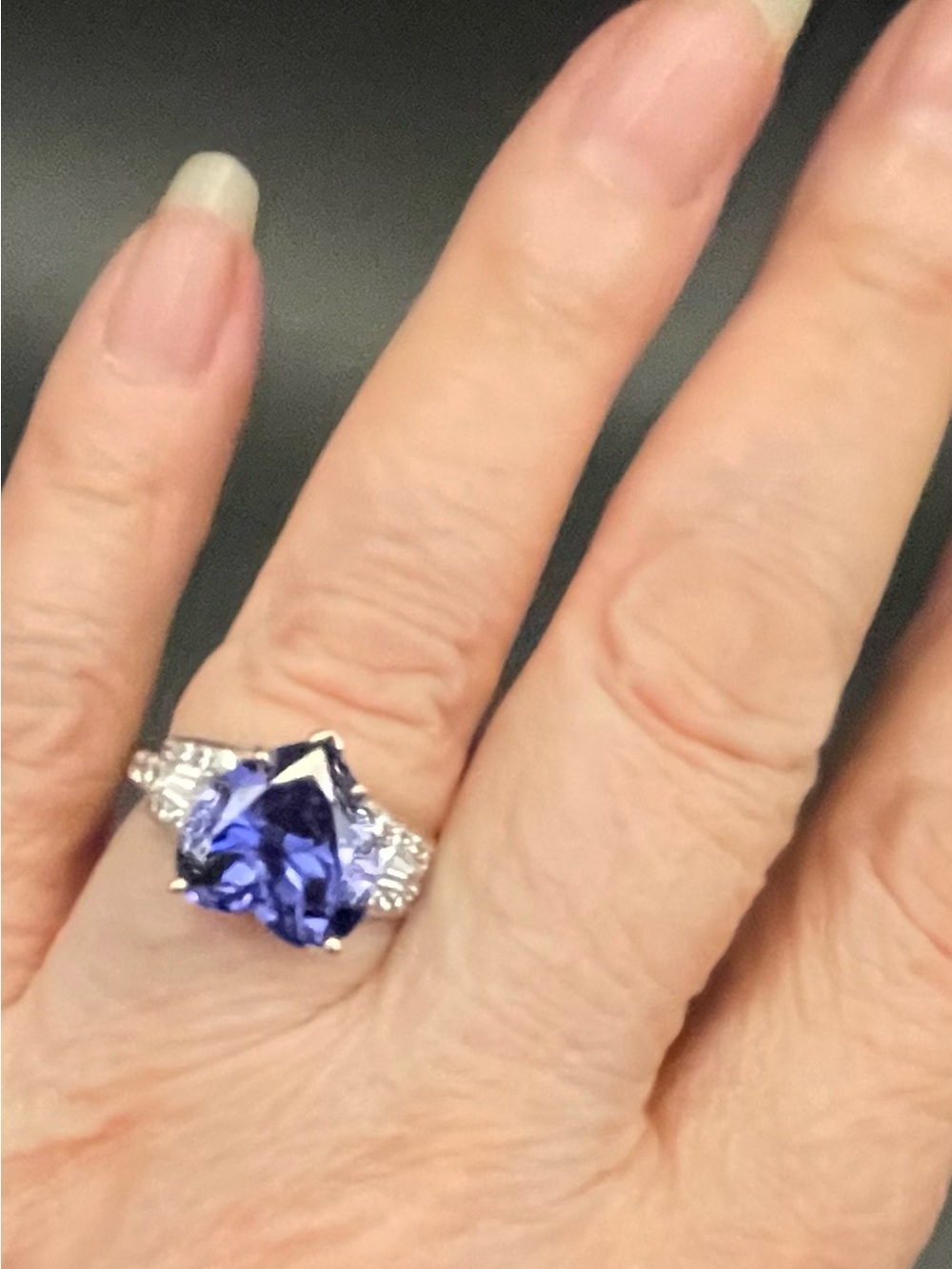 NWT Victoria Wieck Heart Cut simulated Tanzanite or simulated Amethyst. 925 SS 8 - Picture 2 of 9
